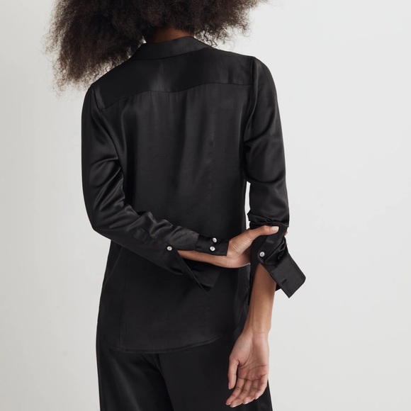 Madewell Darted Button-Up Shirt in Satin - Picture 3 of 9